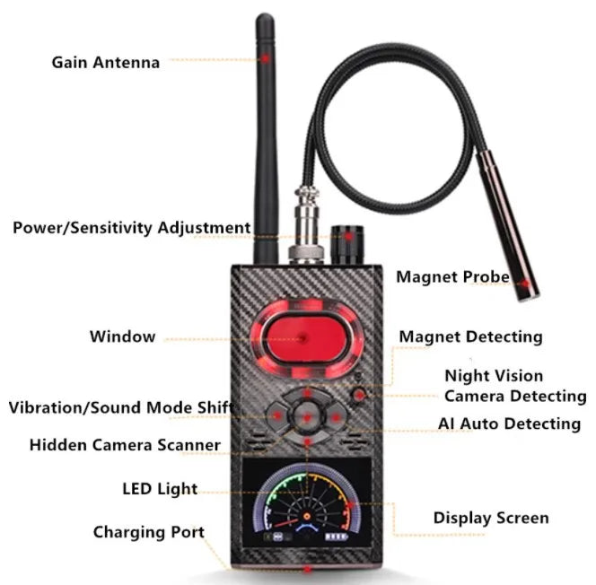 Newest K99 Anti Spy Hidden Camera Detector RF Signal Wireless Camera Lens Bug GPS Tracker Magnetic GSM Device Scan...