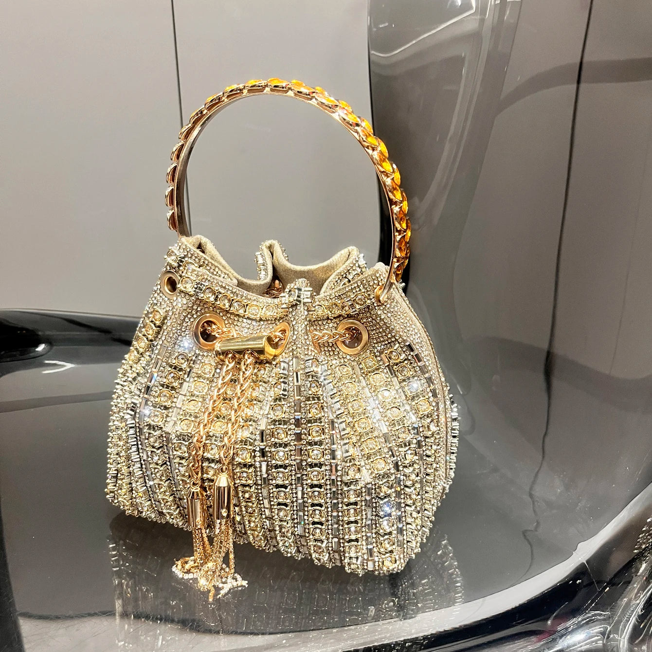luxury Designer purses and handbags bags for women bucket clutch purse evening banquet bag Crystal rhinestone shoulder bag