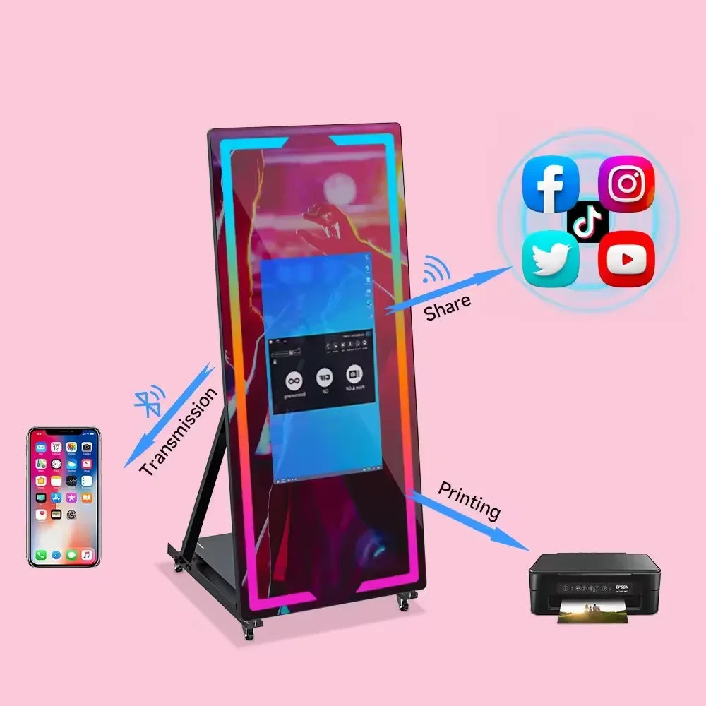 2025 Touch Screen Photo booth High Quality Portable 40 inch 65 inch Mirror magic Photo Booth Machine For Wedding Party...