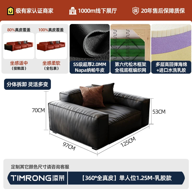 Family Italian Living Room Sofas Genuine Leather Sectional Apartment Relaxing Sofa Elegant Comfortable Muebles Home...