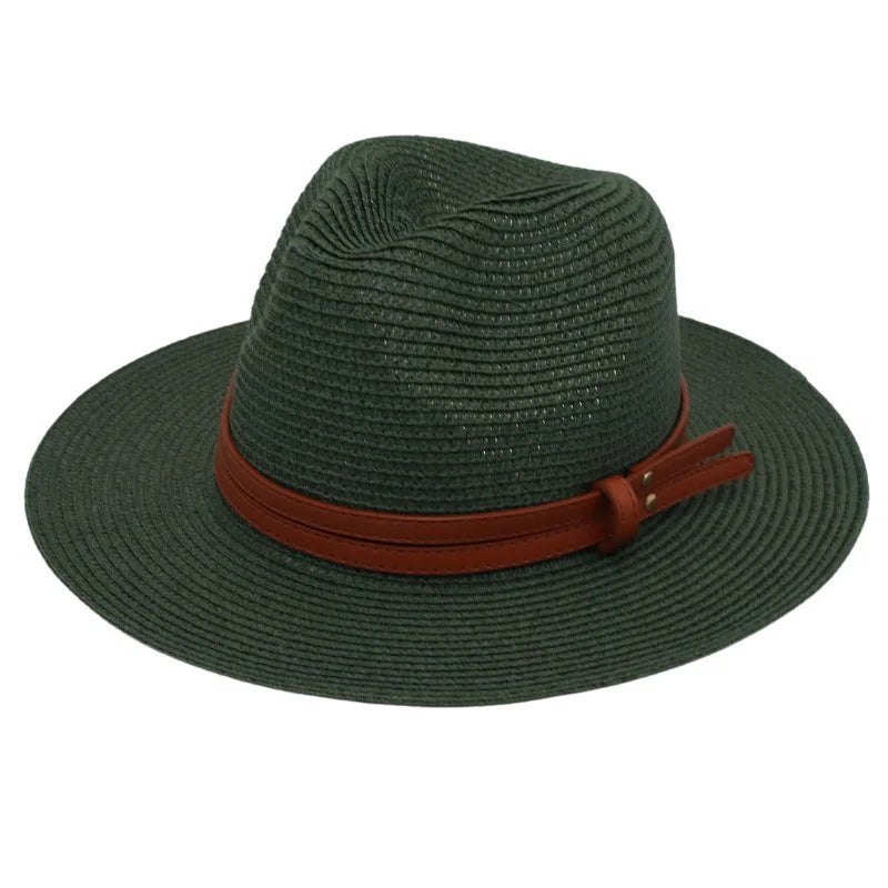Summer Straw Sun Hat Panama Hats Grass Knitted Gift Hat Breathable Leisure Jazz Hat European American Style Straw Hat Beach Caps - Kimlud
