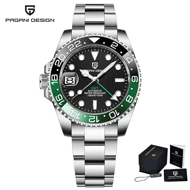 PAGANI DESIGN New NH34 Fully Automatic Mechanical Watch Men's Luxury Sapphire Glass 40MM Ceramic bezel GMT Watch 100M Waterproof