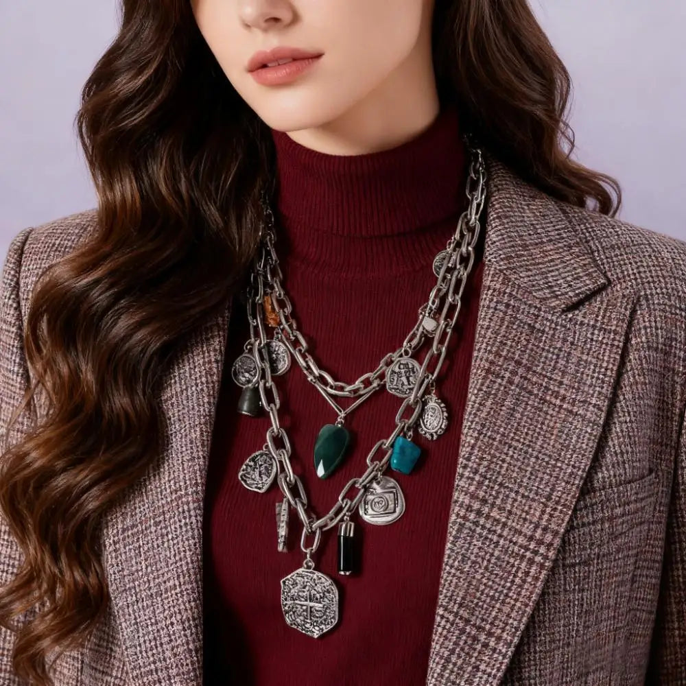 Unique Irregular Shape Pendants And Multi-Layered Designs In European And American Style Necklaces For Women's Banquets...