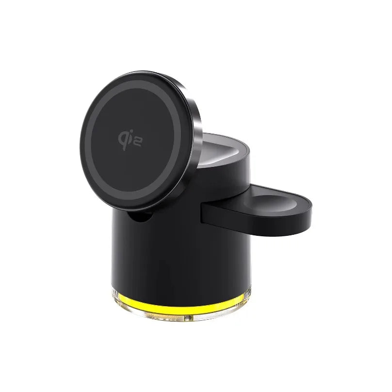 Wireless Charger 4 in 1 QI2 Fast Charging Dock Stand Night Light For Magsafe iPhone 16 15 14 Pro Max Airpods Pro 2-8 Apple Watch