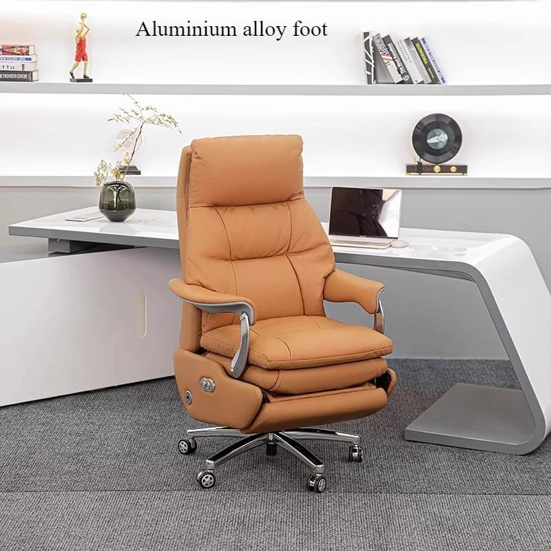 Leather Electric Chair Footrest Lift Rotatable Nordic Lazy Designer Adult Aesthetics Chair Wheels Luxury Bureau Meuble...
