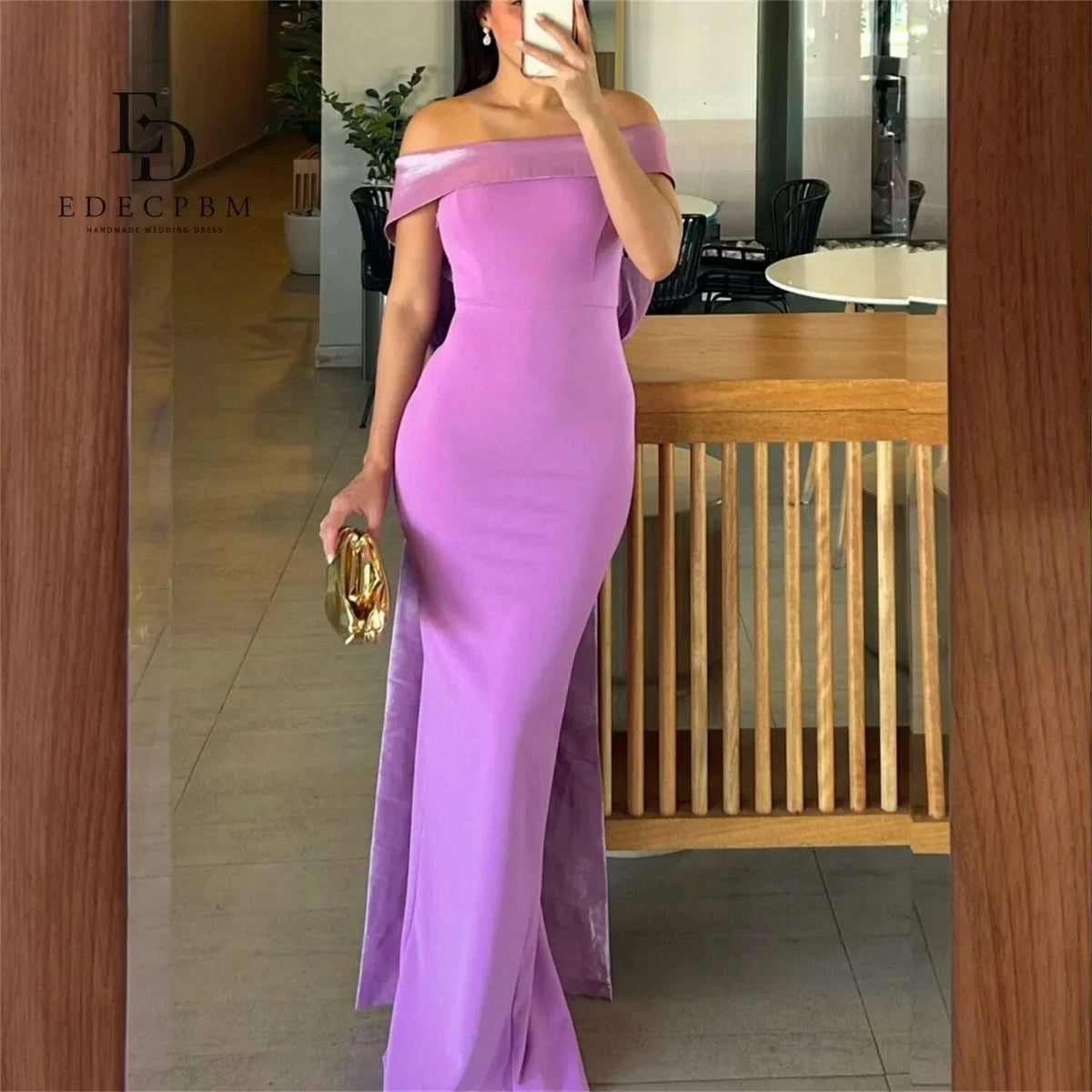 EDECPBM Mermaid Women Evening Dresses for Special Occasions Off-shoulder Long Prom Dresses 2025 Satin Customized Party Dress