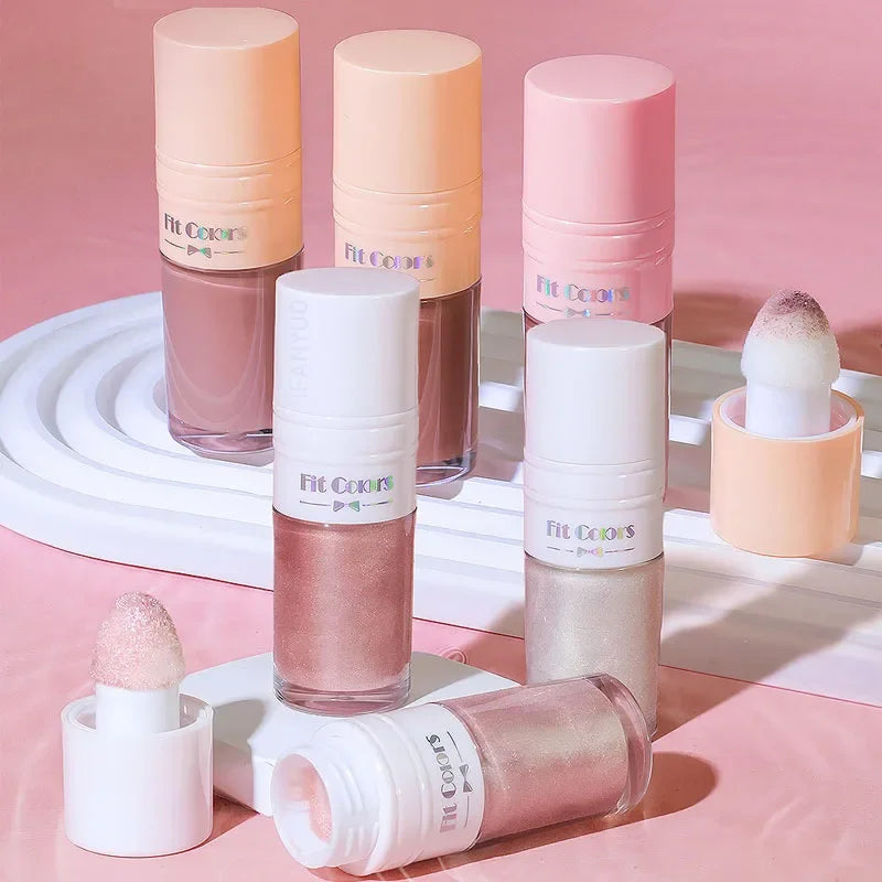 14 Colors Matte Liquid Blush Contour Highlighter Waterproof Long Lasting Sponge Brush Head High Pigment Blusher Brighten Bronzer