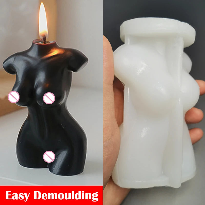 Large Silicone Human Body Candle Mold Beauty Portrait Sexy Gypsum Resin Drop Glue Soap Chocolate Mould Soft Easy Demoulding