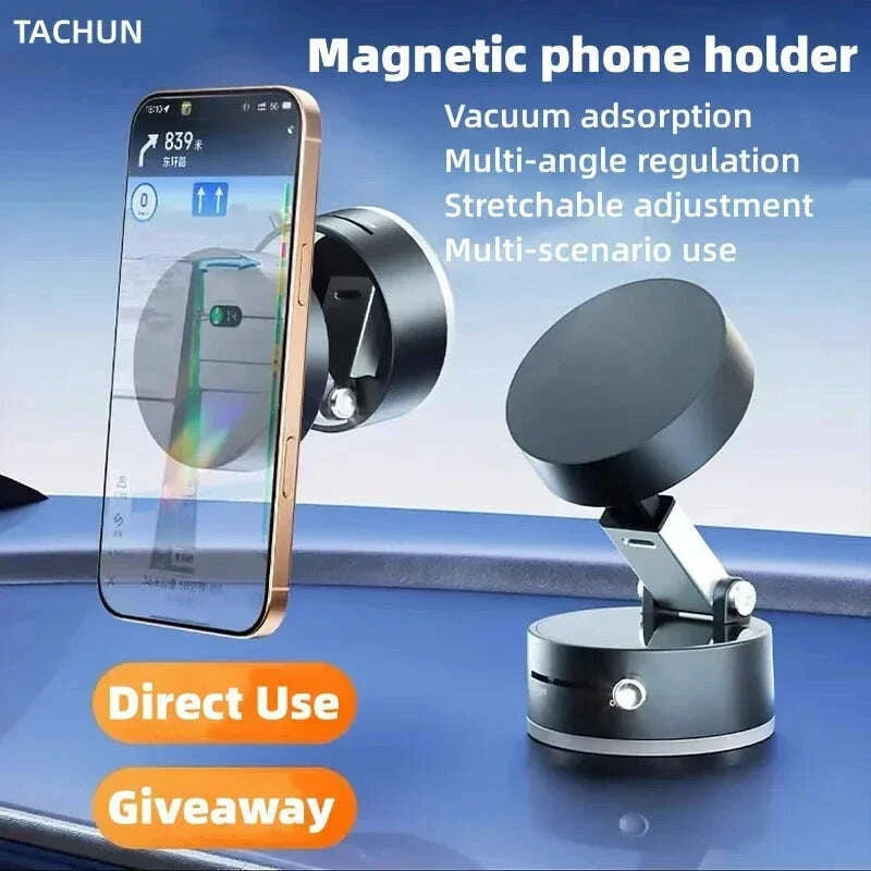 Suction cup magnetic suction car phone holder strong vacuum suction car navigation holder folding magnetic suction phone base