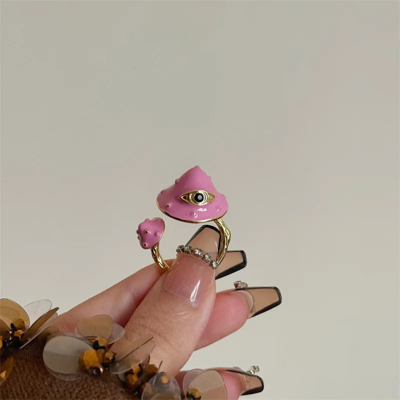Colorful Enamel Oil Drip Doll Cute Russian Nesting Doll Green Frog Sweet Cool Stacking Ring for Women Girl Creative Jewelry