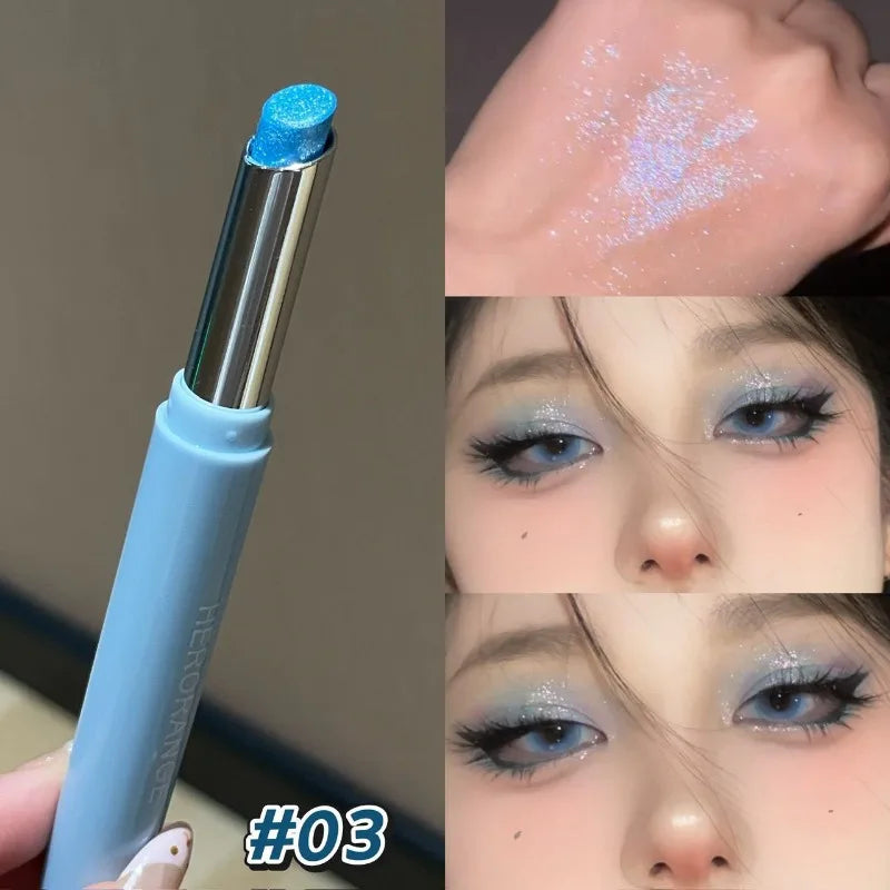 Punk Purple Glitter Eyeshadow Stick Pearlescent Highlight Shadow Stick Waterproof Lasting Shimmer Metallic Eyeshadow...