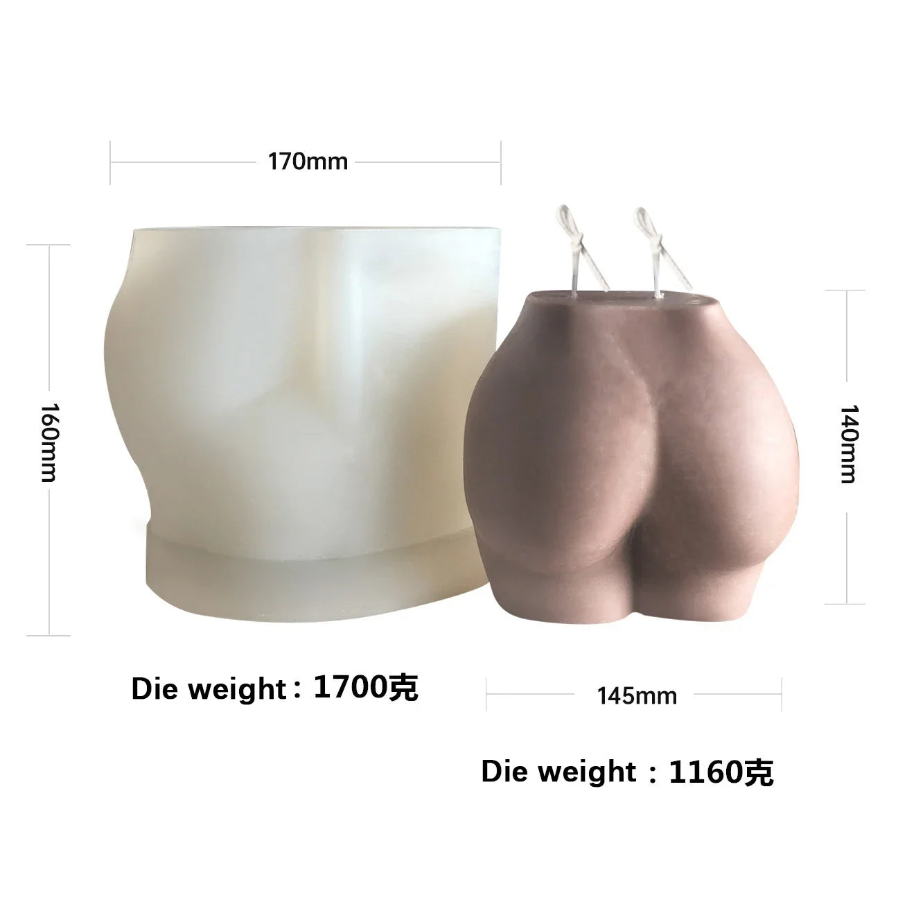 3D Large Hip Candle Mold Plump Ass Torso Candle Silicone Mold Buttock Scented Candle Aromatherapy Women Chest Soap Plaster Mould