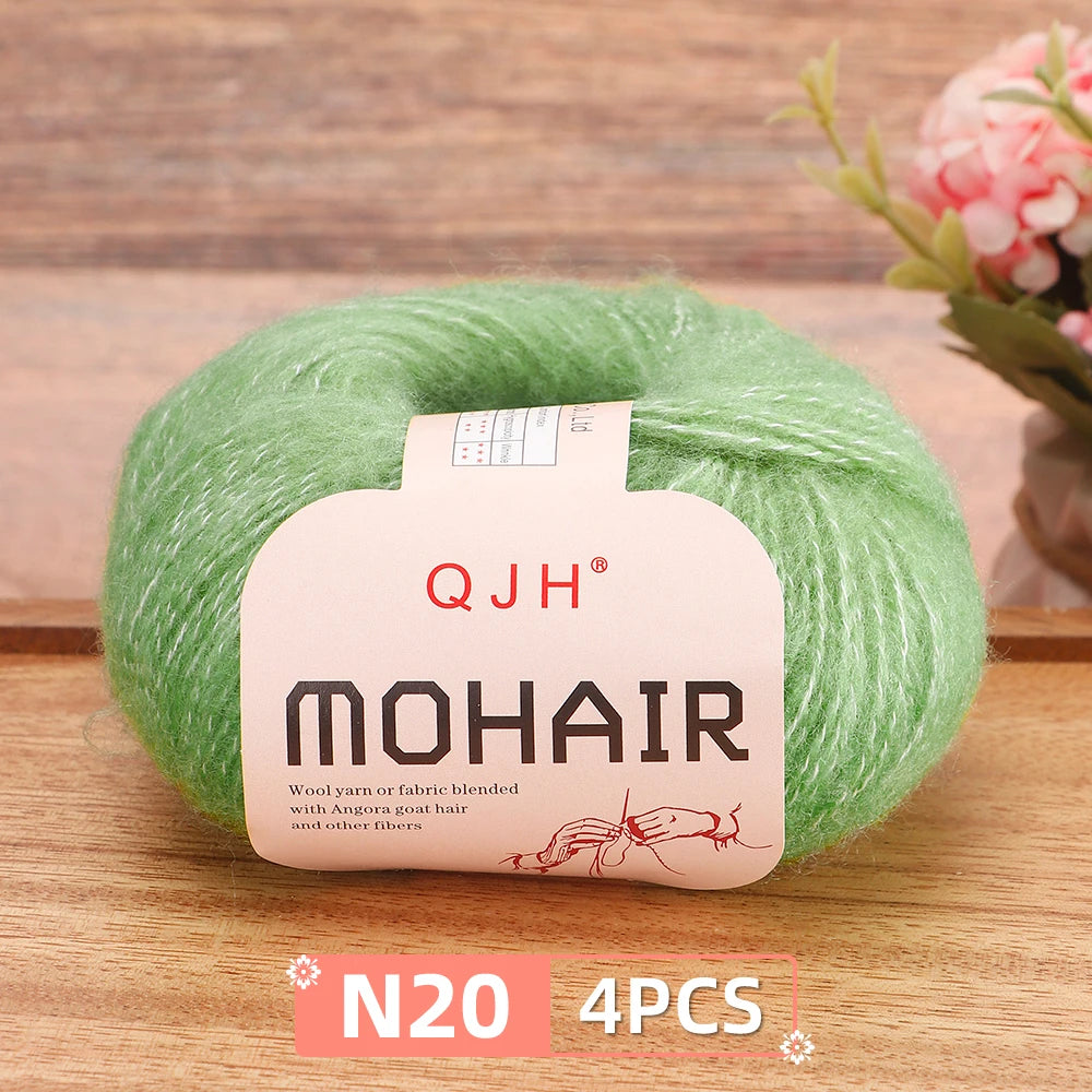 4PCS Multi Color Luxury Mohair Yarn for DIY Knitting & Crochet - Weave Scarves, Shawls,Sweaters,Hats,Shoes...