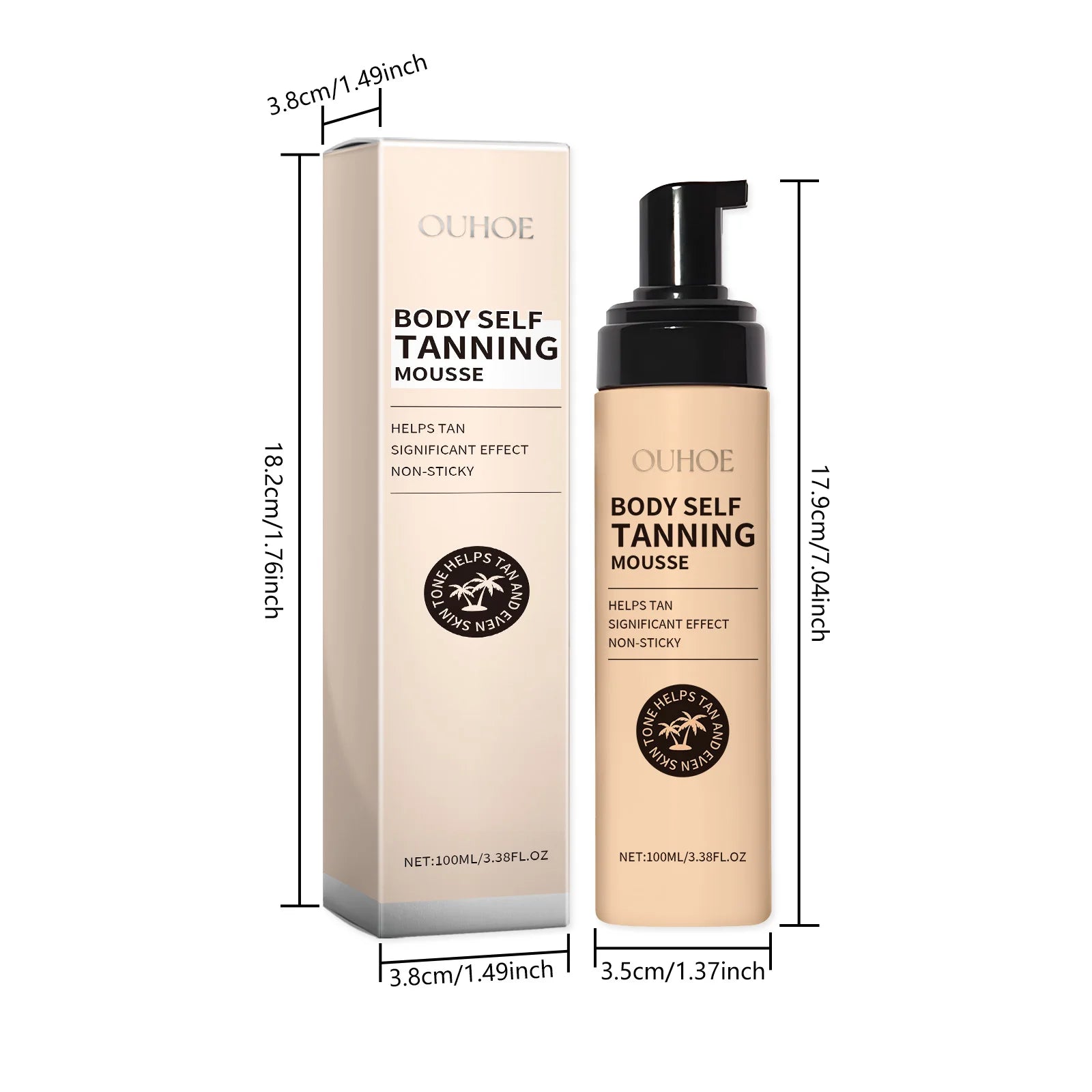 Body Self Tanning Mousse Fake Tan Bronze Skin Quick Natural Tanning Mousse Body Bronzer Sunless Self Tanner Face Body Outdoor