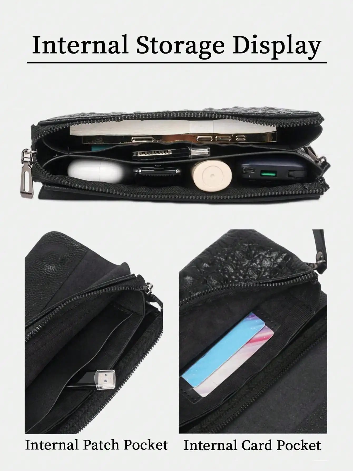 Fashion Crocodile Pattern Clutch Bag Business Portable Large Capacity Multifunctional Handbag Flap Zipper Clutch Bag |...