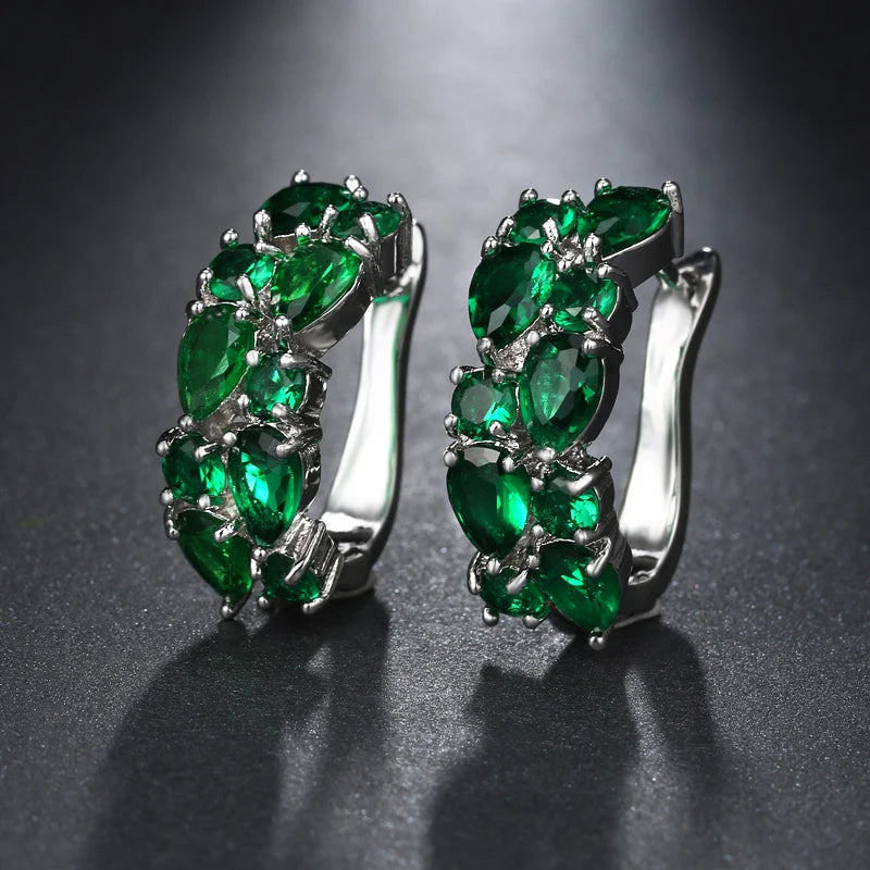 LXOEN 2022 Classic Semi-precious Stone Stud Earrings for Women Silver Color Round Studs Ear Jewelry brinco Gift bijoux