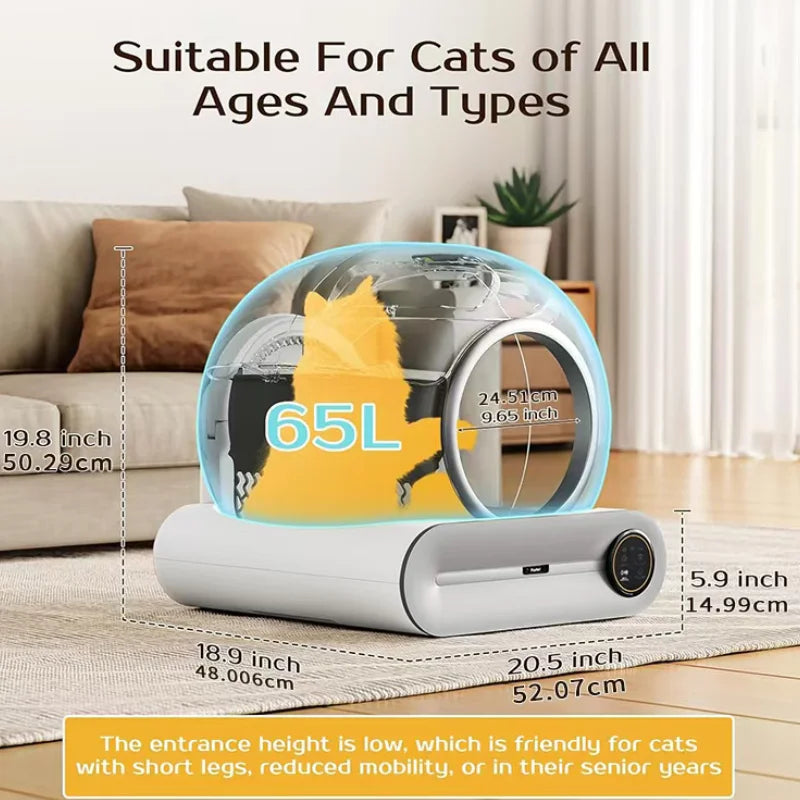 65L Automatic Smart Cat Litter Box Self Cleaning Fully Enclosed Large Cat Toilet Litter Tray | Kimlud Luxury Rug