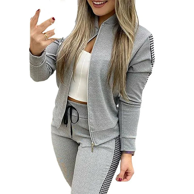 Women's Tracksuit Set Zipper Jacket & Striped Side Jogger Pants Casual Sportswear Two-Piece Outfit 2026 New Fashion |...
