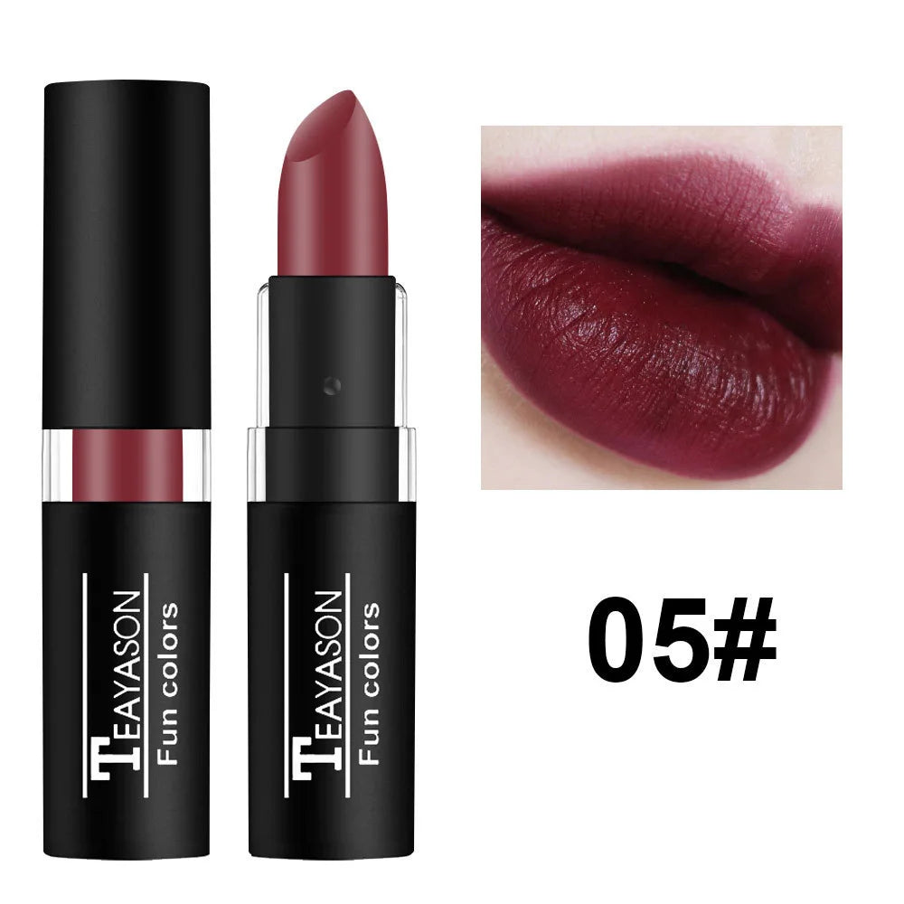 1Pcs Long Lasting Pigment Nude Purple Black Blue Red Green Lipstick Waterproof Velvet Matte Luxury Lips Makeup Cosmetics