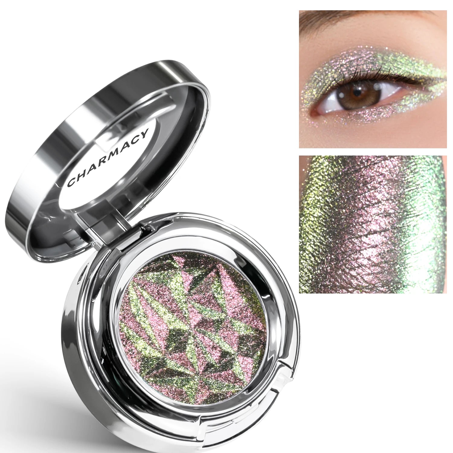 CHARMACY Chameleon Glitter Eyeshadow Color Shift High Pigment Single Eyeshadow Smooth Blendable Formula Eyeshadow for...