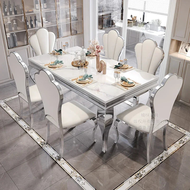 Marble Luxury Dining Table Unique Gold Individual White Italian Dining Table Rectangular Design Mesa Comedor Home...