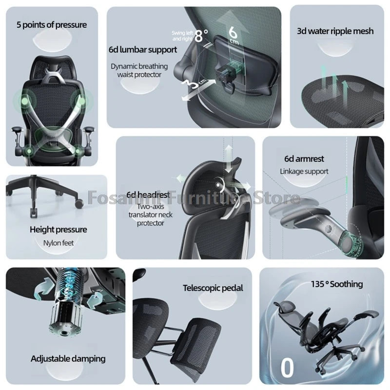 Comfortable Black Mesh Computer Chair Stylish Office Chair with Lumbar Support Adjustable Home Swivel Desk Chair for Gaming Work