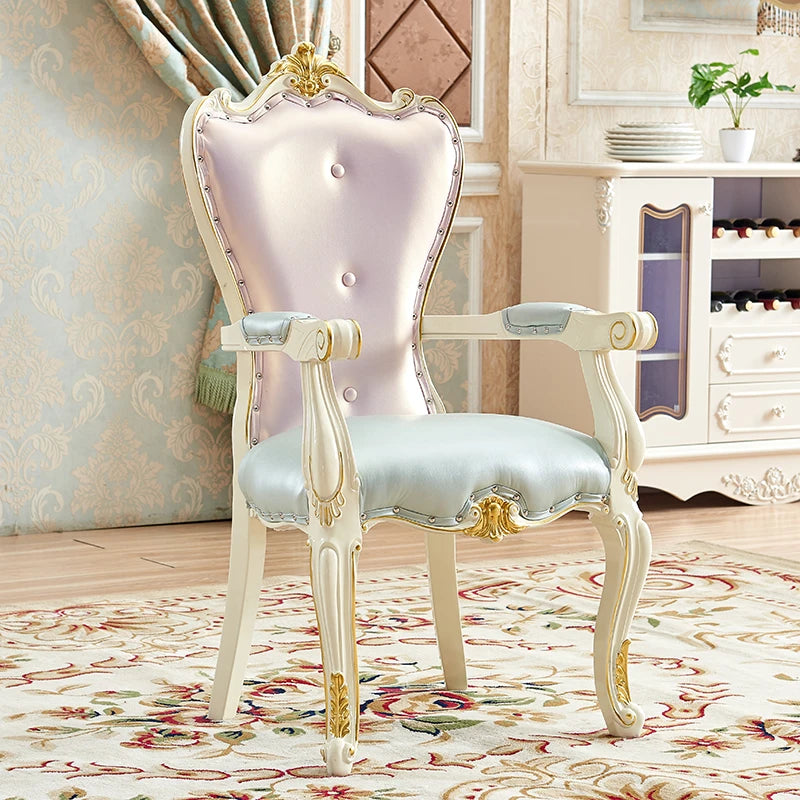 European Solid Wood Dining Chair Princess Lazy Throne Luxury Lounge Chair Fashion Butterfly Ergonomic Muebles Entrance Furniture - Kimlud