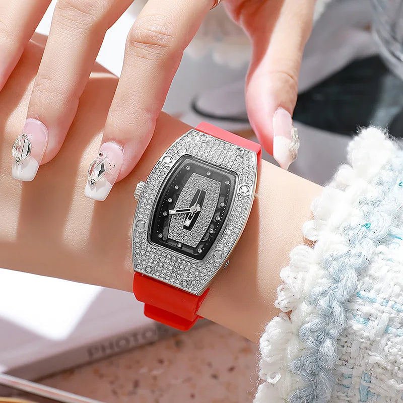 New Fashion Women Crystal Tonneau Watches For Woman Silicone Jelly Quartz Watch Students Gifts Reloj Mujer Ladies Wrist Watches