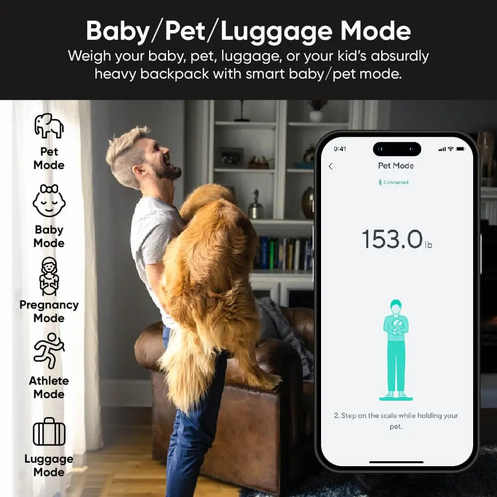 Smart Scale with 4.3" Color Display, Tracks Weight BMI Muscle Mass Heart Rate, Wi-Fi Bluetooth Sync, Up to 400 lbs - Kimlud