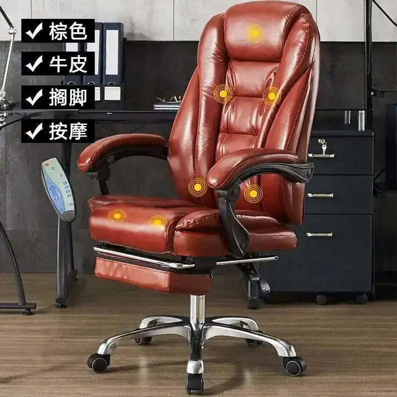 Executive Seat Office Chair Leather Study Wheels Modern Hand Relax Armchairs Library Fashion Cadeira Presidente Office Furniture - Kimlud