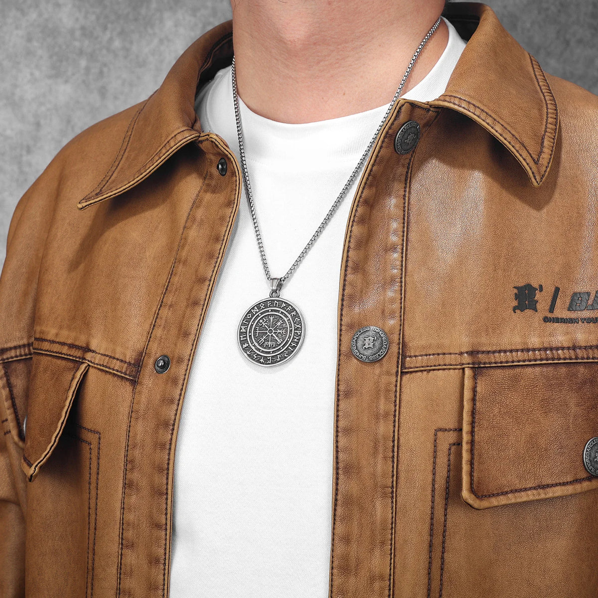 Viking Compass Rune Men Necklaces With Pendant Stainless Steel Jewelry For Male Women Punk Hip Hop Accessories Gifts...