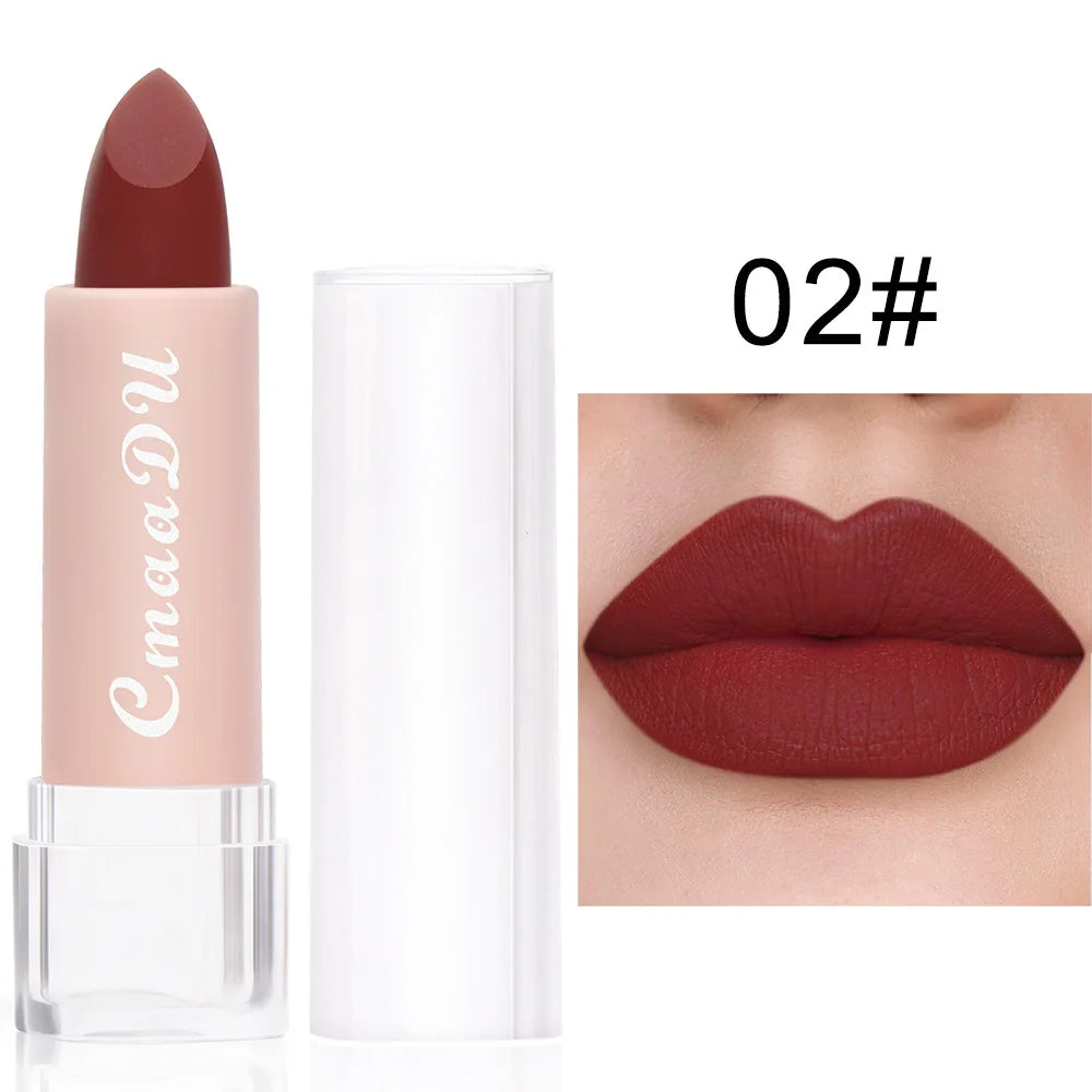 1pcsVelvet Matte Lipstick Waterproof Long-lasting Solid Matte Lip Gloss Non-Stick Cup Nude Pink Lipstick Sexy Cute Korean Makeup