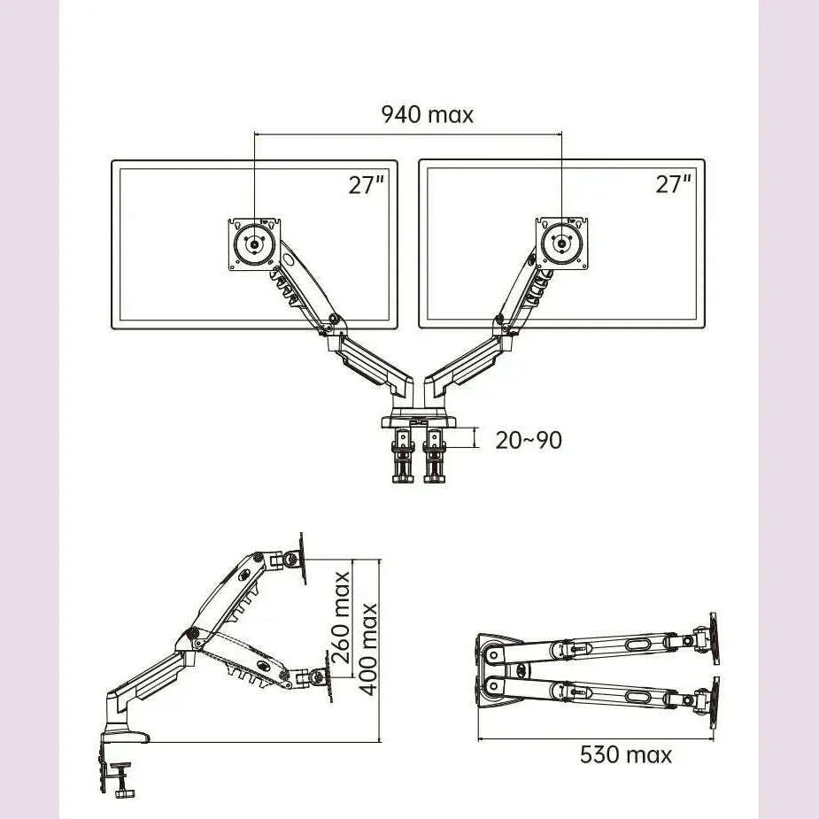 NB F160 10-17.3" laptop mount 360 rotate 10"-27" air press full motion gas strut lcd tv table screen STAND monitor desk support