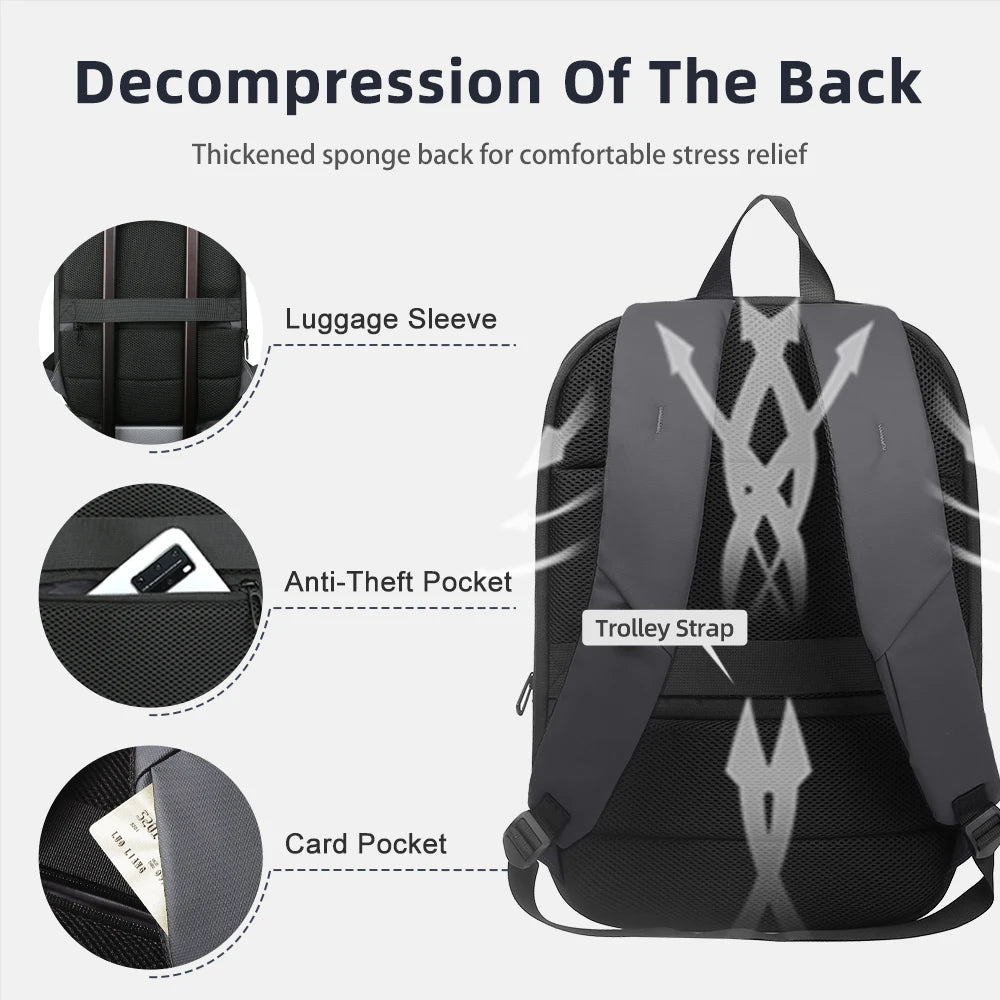 HK Business Backpack for Men 17 Inch Laptop Backpack with USB Port Slim Expandable Waterproof Travel Bag Large Work Computer Bag
