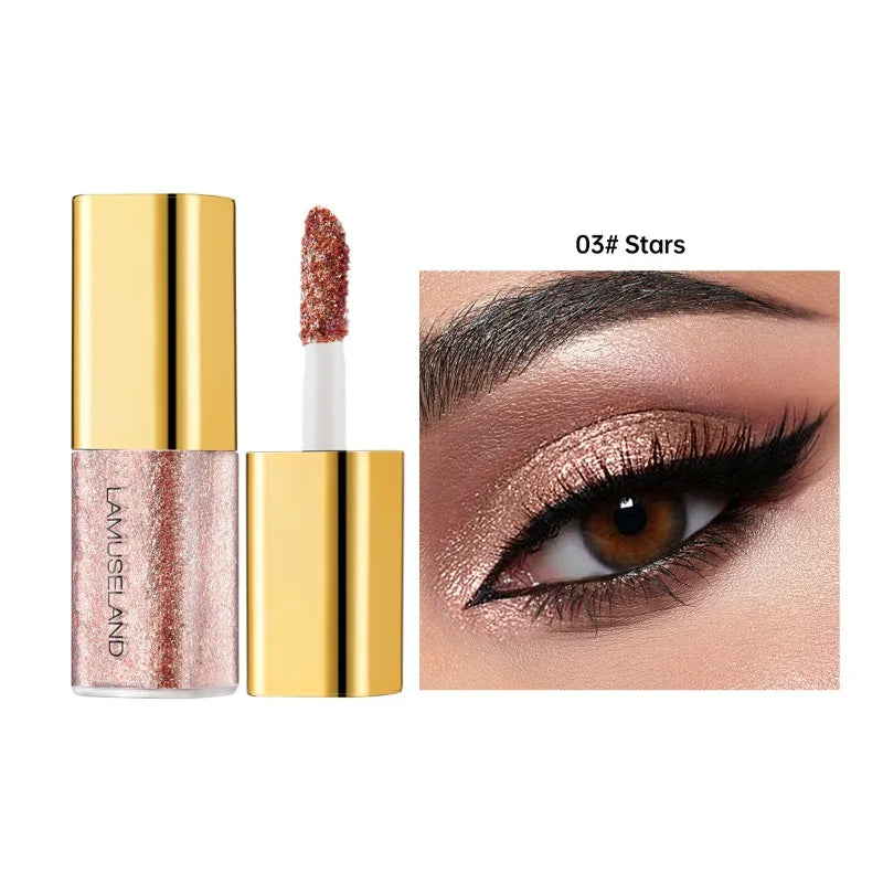 8 Colors Pearlescent Liquid Eyeshadow Fine Shimmer Highlight Glitter Eye Shadow High Shine Long-Lasting & Smudge-Proof...