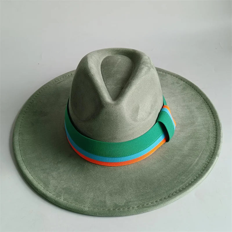 Grayish Brown Suede Hat Wide Brim 2026 NEW Fedora Hat Men Women Autumn Winter Felt Hats Classic Church Fedoras Chapeau...
