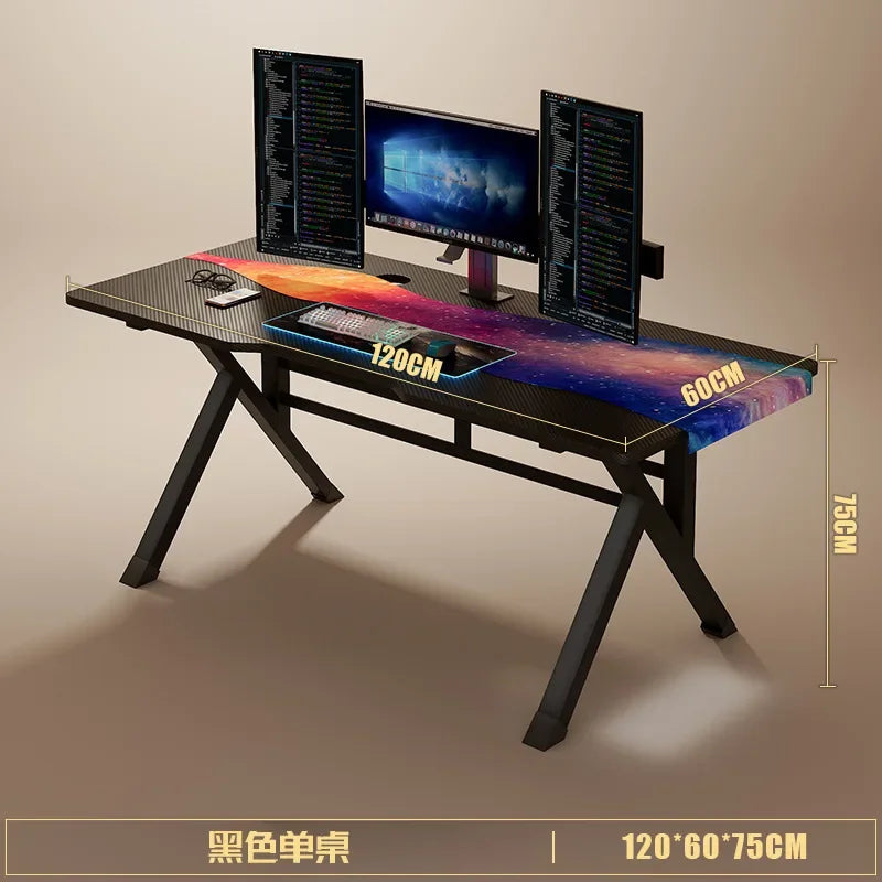 Ergonomic Large Gaming Desk, K-Shaped Gaming Table, PC Gaming Workstation Home Office Desks, Space-Saving, Easy to Assemble
