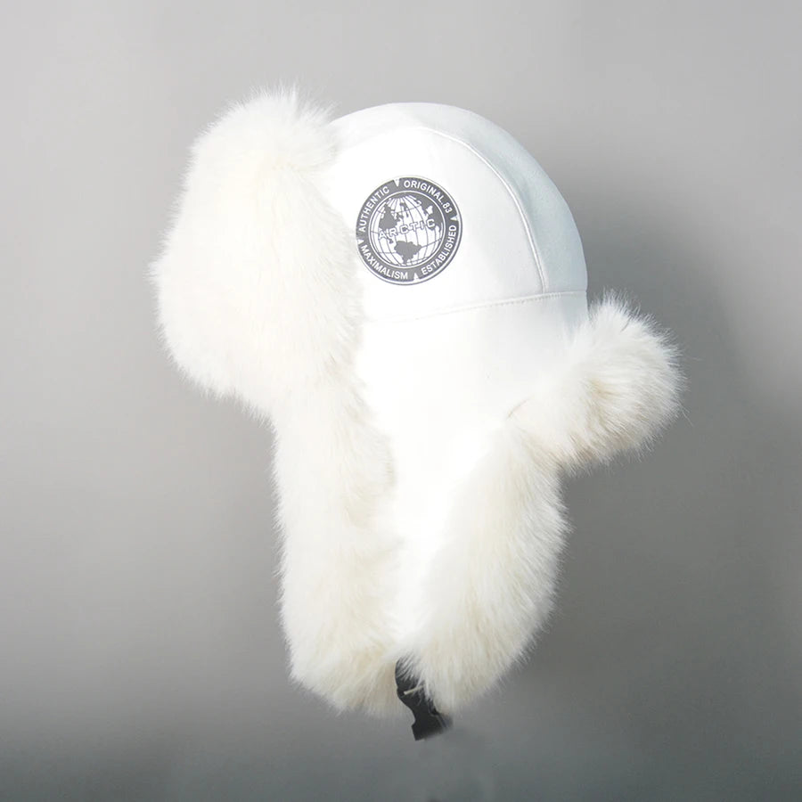 2025 New Men's 100% Natural Fake Fox Fur Bomber Hats Winter Russian Man Warm Faux Fox Fur Hat Male Fake Fur Caps