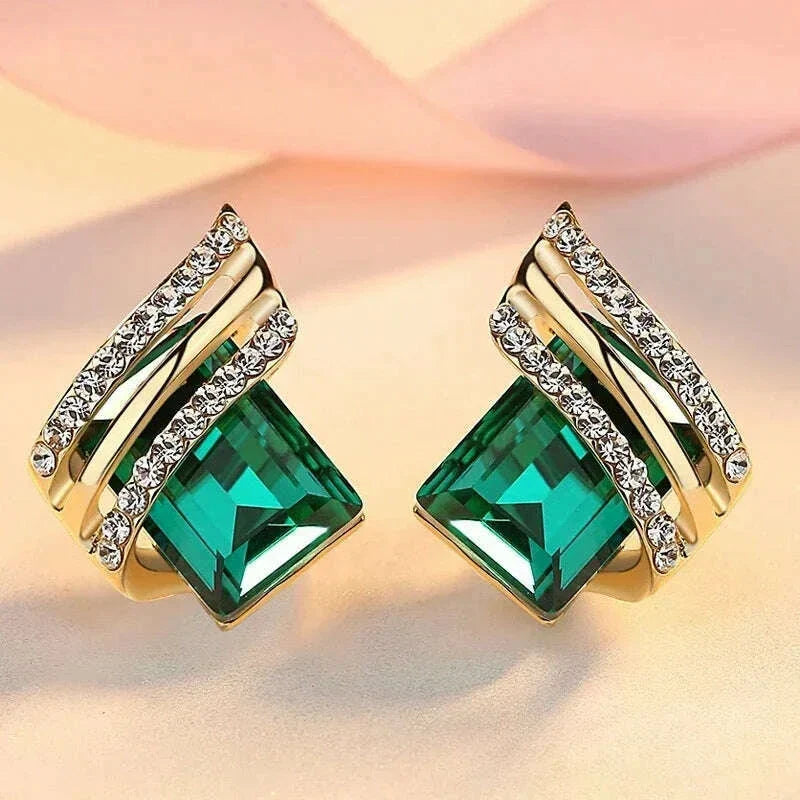 Fashion Gold-plated Zircon Earrings Crystal Earrings Engagement Earrings for women Princess Jewelry Birthday Anniversary Gifts
