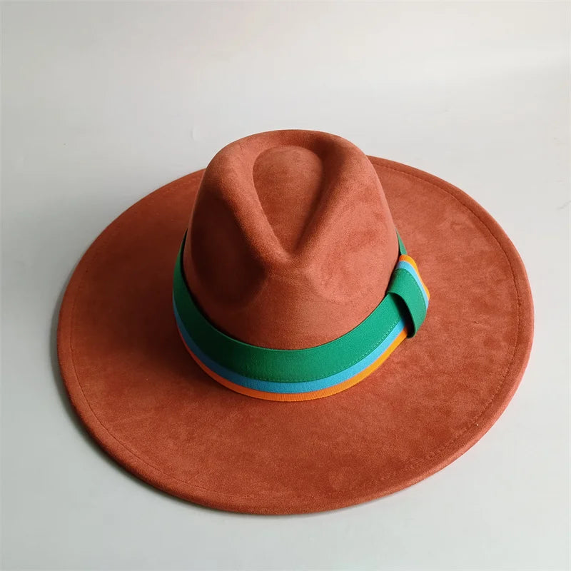 Grayish Brown Suede Hat Wide Brim 2026 NEW Fedora Hat Men Women Autumn Winter Felt Hats Classic Church Fedoras Chapeau...