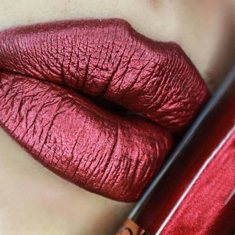4Pcs/Set Metallic Lip Gloss Pearly Diamond Fine Glitter Matte Moisturizing Waterproof No-stick Cup Lip Glaze Liquid...
