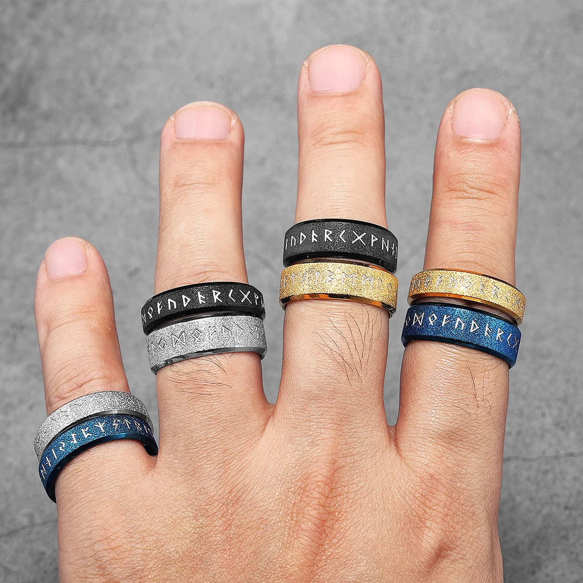 Viking Runes Simple Matte Shiny Stainless Steel Men Rings Punk New In For Male Women Fashion Jewelry Creativity Gift Wholesale