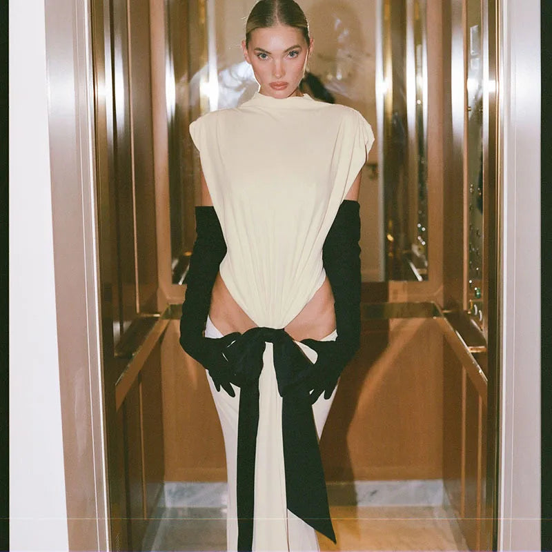 Sexy Elegant Backless Bow Lace Up Maxi Dress Women Sleeveless Hollow Out Party Evening Long Dresses White Purple Robes