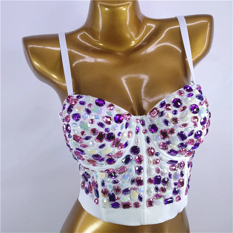 Quality Pearl Tank Tops Rhinestone Women Crop Top Club Clothes Streetwear Y2K Corset Woman Shaper Camis Fashion Feamale Clothing