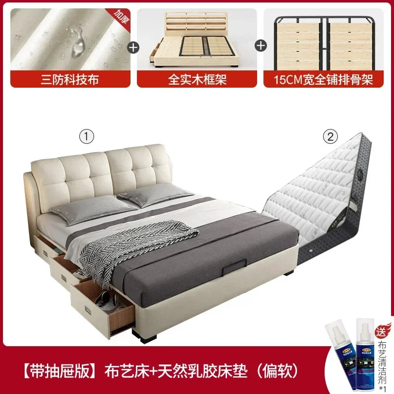 Premium High-quality New Arrival Technology Fabric Bed Small Unit, Master Bedroom, Large Bed, Light Luxury Nordic Fabric Bed