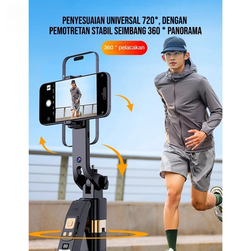 CL12P 180CM Selfie Stick Auto AI Face Tracking Quad Stand 360 Rotation Gimbal Tripod Stabilizer with LED Fill Light