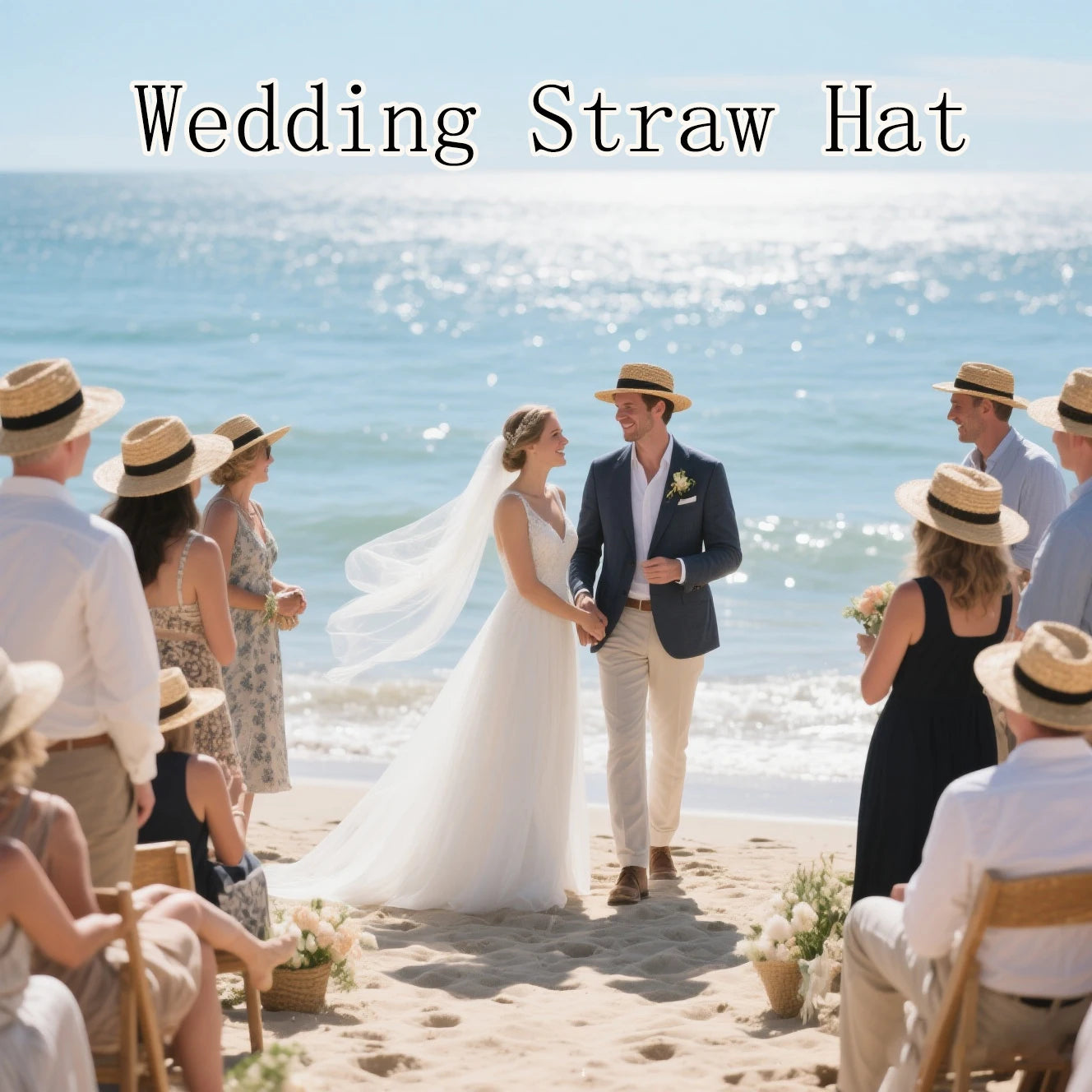 6-48PCS Straw Hat for Wedding 1920s Party Sombrero Straw Fedora Hats Panama Sun Summer Hat Beach Wedding Favors Men Women Trilby