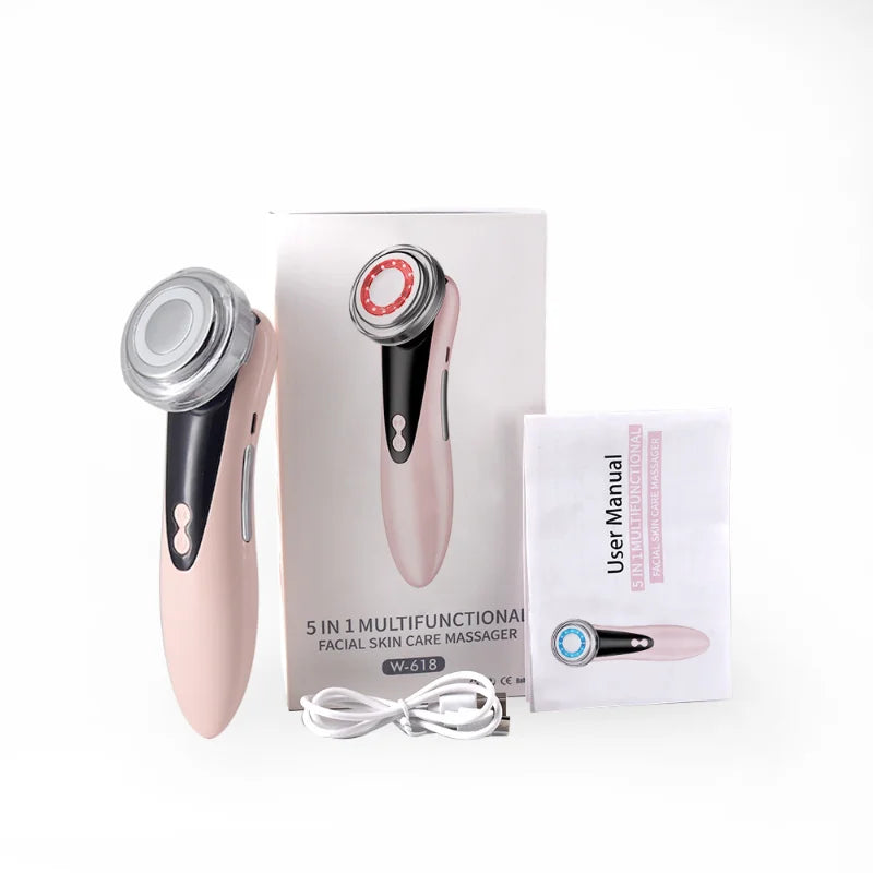 EMS Facial Massager LED Light therapy Sonic Ion Vibration Skin Tightening Face Lifting Anti Wrinkle Beauty Device Skin Care Tool