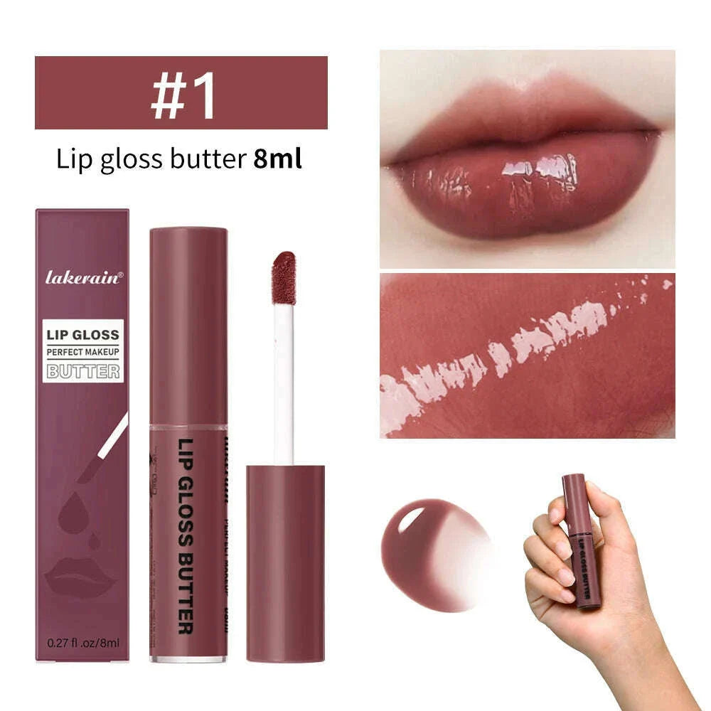 Butter Non-stick Cup Gloss Lip Gloss Moisturizing Mirror Lip Gloss Lasting Color Lip glaze Dye Lip Liquid Makeup For Women 8ml