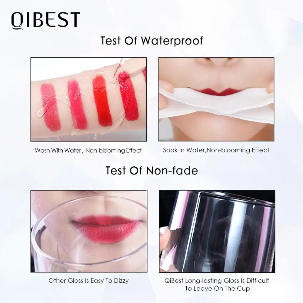 QIBEST Brand 34 Colors Liquid Lipstick Waterproof Matte Nude Lipstick Pigment Red Long Lasting Lip Gloss Women Makeup...